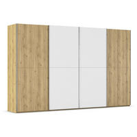 SCHWEBETÜRENSCHRANK 360/223/68 cm 4-türig Weiß, Eichefarben, Chromfarben  - Chromfarben/Eichefarben, Design, Glas/Holz (360/223/68cm) - Novel