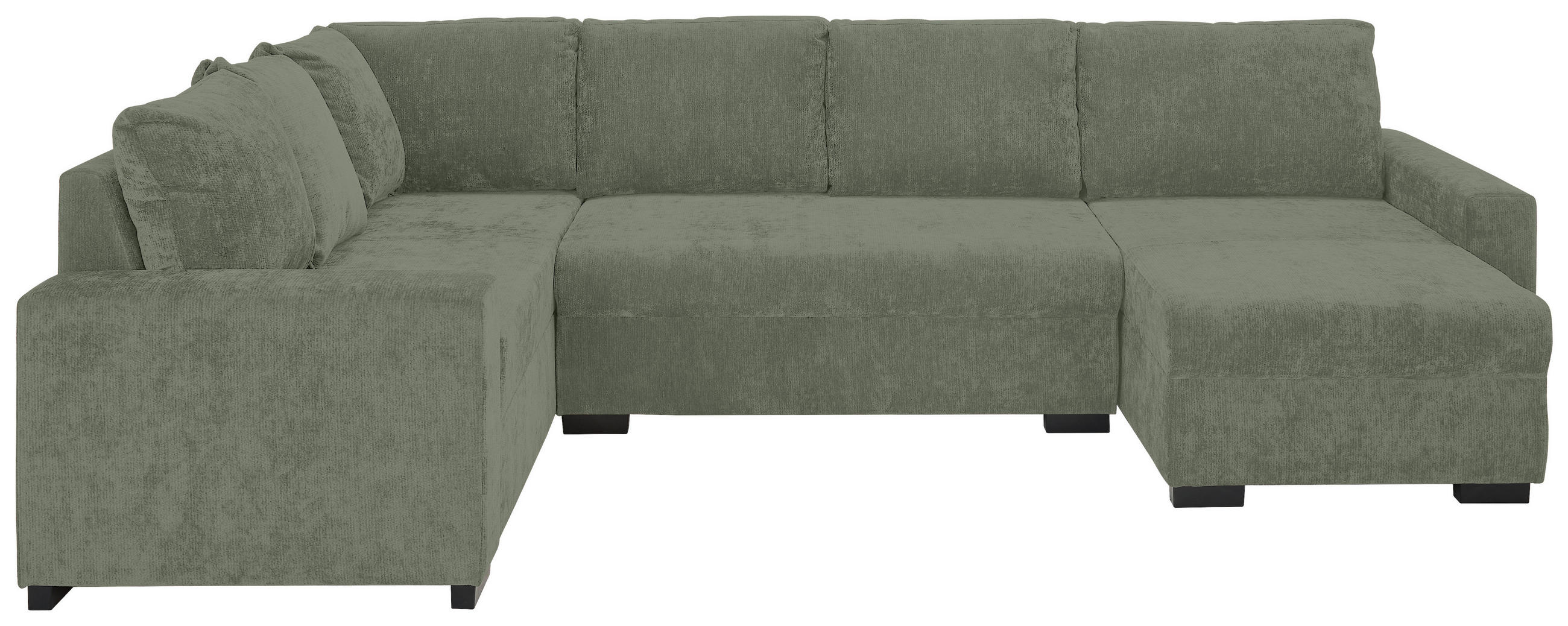 WOHNLANDSCHAFT Mintgrün Chenille  - Schwarz/Mintgrün, KONVENTIONELL, Kunststoff/Textil (183/311/140cm) - Ti'me