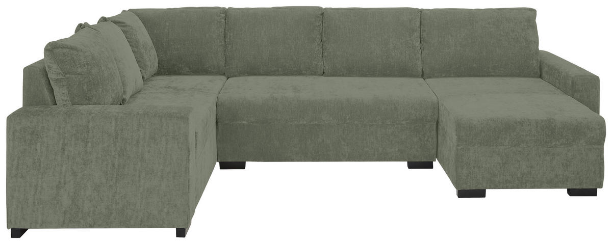 WOHNLANDSCHAFT Mintgrün Chenille  - Schwarz/Mintgrün, KONVENTIONELL, Kunststoff/Textil (183/311/140cm) - Ti'me