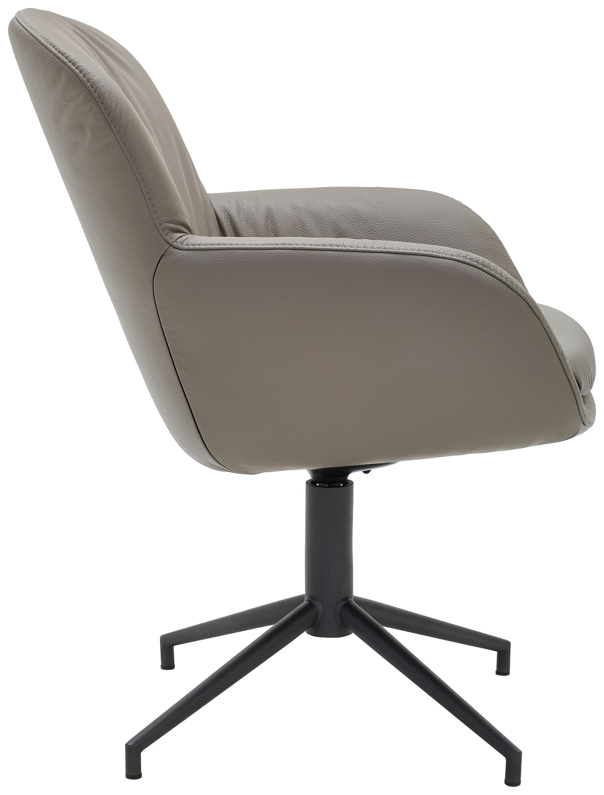 Thumbnail - Bert Plantagie Armlehnstuhl, Grau, Leder, Echtleder, Semi-Anilinleder, Uni, Sternfuß, 64x92.5x68 cm, Lederauswahl, Stoff...