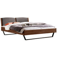 BETT 160/200 cm  in Nussbaumfarben  - Dunkelgrau/Anthrazit, MODERN, Holz/Textil (160/200cm) - Hasena