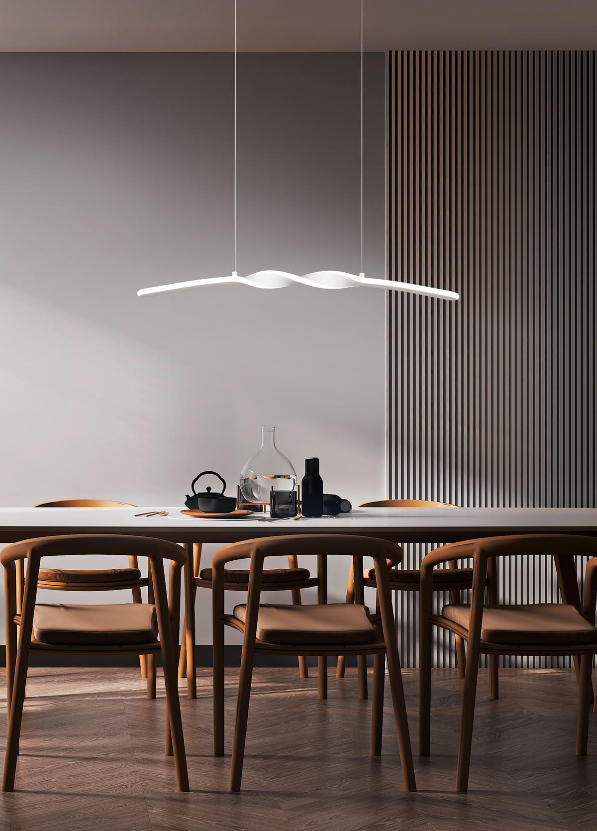 LED FÜGGŐLÁMPA  - fehér, Basics, műanyag/fém (79/150/9cm)