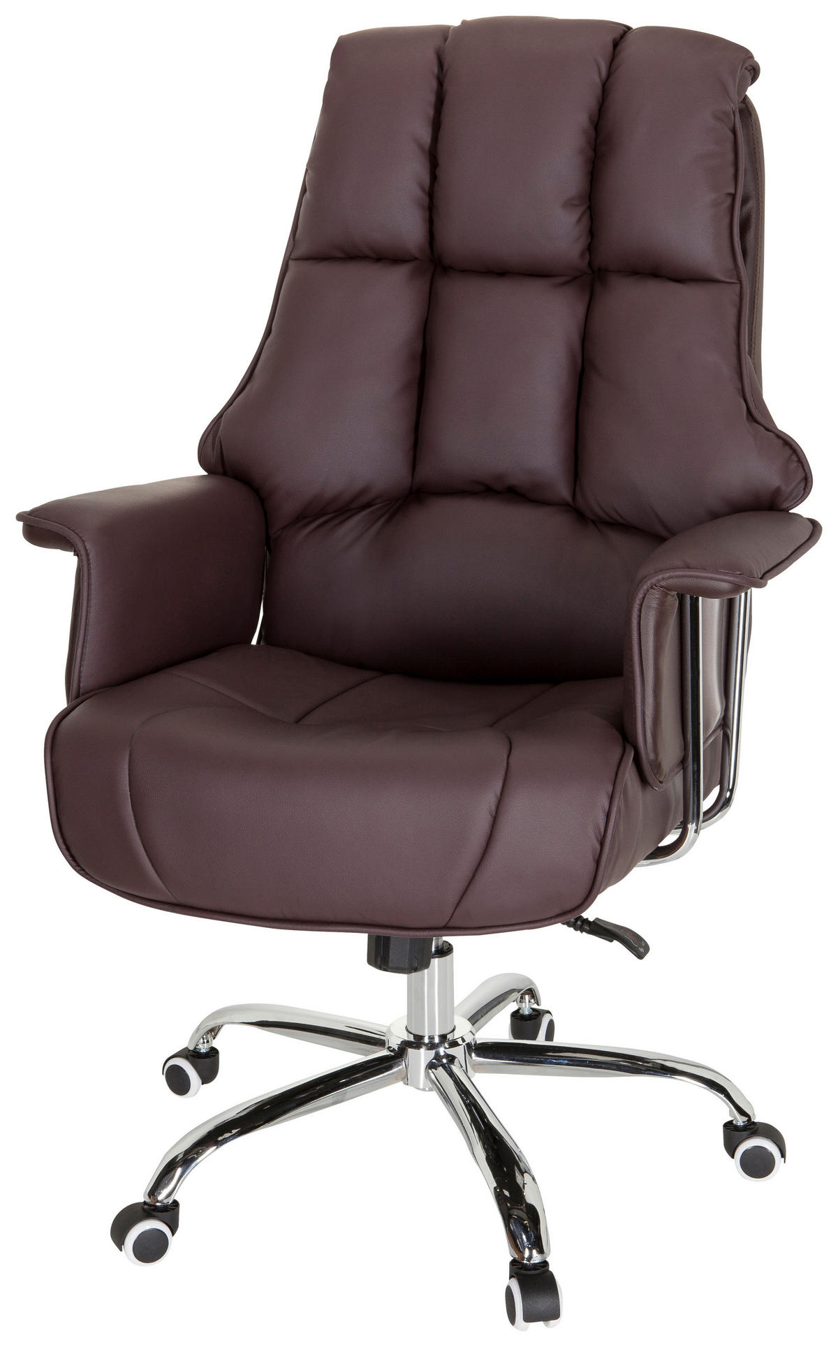 PISARNIŠKI STOL tekstil rjava  - barve kroma/rjava, Moderno, kovina/umetna masa (75/130/64cm) - MID.YOU