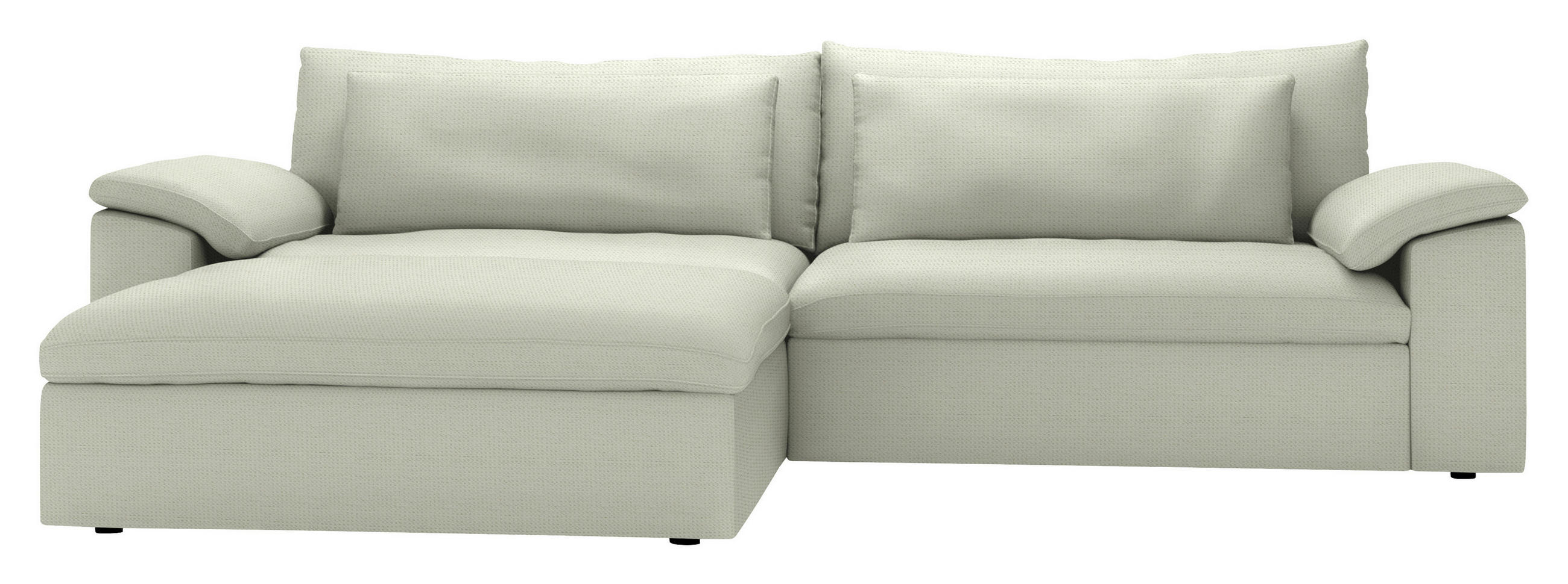 ECKSOFA 198/306 cm  in Chenille Sandfarben Rückenkissen, Nierenkissen, Armlehnenkissen, Rücken echt  198/306 cm  - Sandfarben/Schwarz, MODERN, Kunststoff/Textil (198/306cm) - Carryhome