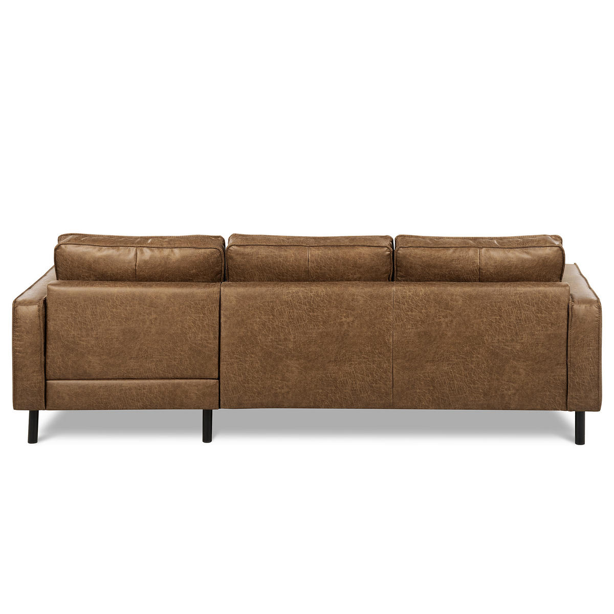ECKSOFA Braun Echtleder Lederlook Rücken echt  - Schwarz/Braun, Design, Leder/Textil (166/238cm) - Livetastic