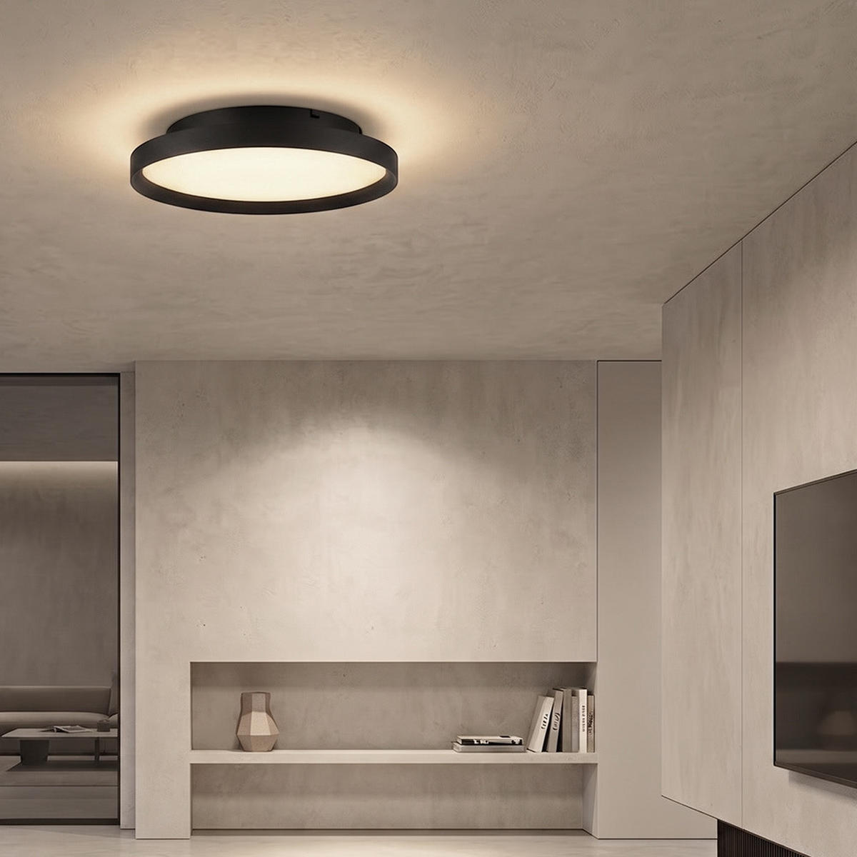 LED MENNYEZETI LÁMPA - fekete, Basics, műanyag/fém (6.5/48.5cm)