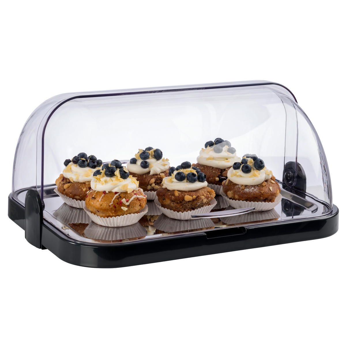 SERVIERPLATTE  - Blau/Edelstahlfarben, Basics, Kunststoff/Metall (44/32/20,5cm)