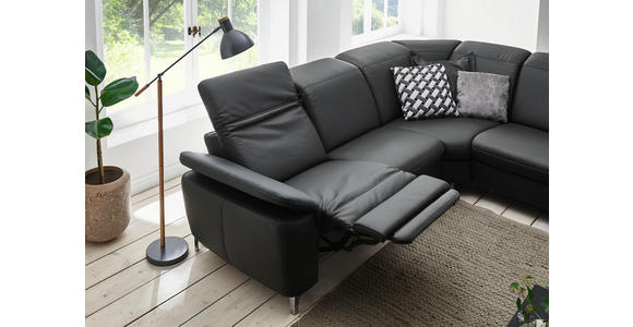 WOHNLANDSCHAFT in Leder Anthrazit - Chromfarben/Anthrazit, KONVENTIONELL, Leder/Metall (289/242cm) - Cantus