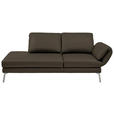 RÉCAMIERE  in Echtleder Olivgrün  - Chromfarben/Olivgrün, Design, Leder/Metall (209/85-109/95-16cm) - Dieter Knoll