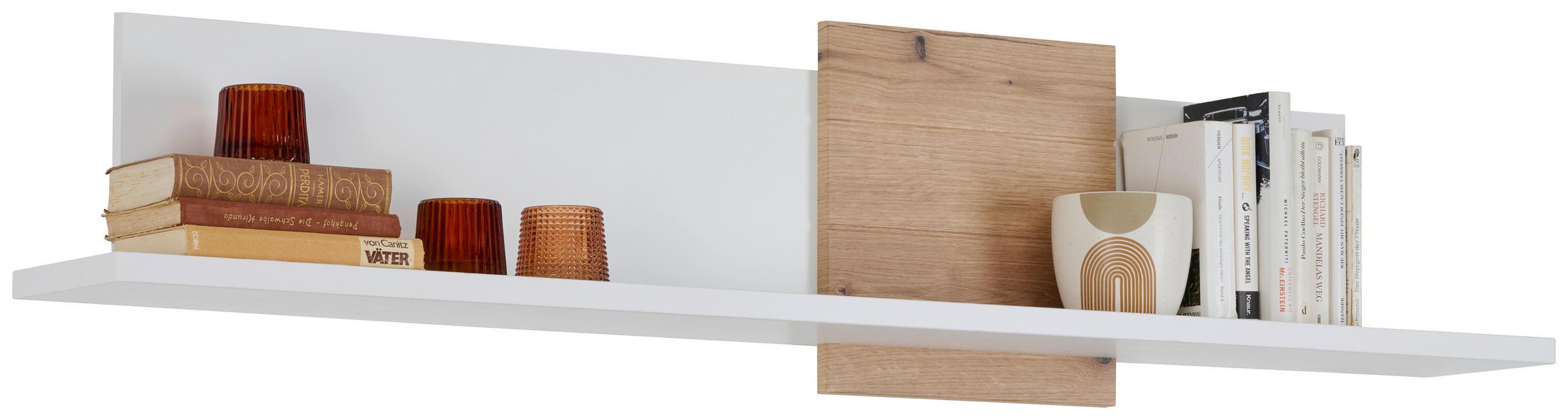 Stylife WANDBOARD Weiß, Eiche 143cm × 25cm × 20cm