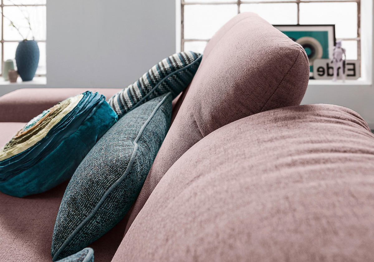 ECKSOFA Rosa Flachgewebe  - Chromfarben/Rosa, Design, Textil/Metall (198/276cm) - SetOne by Musterring