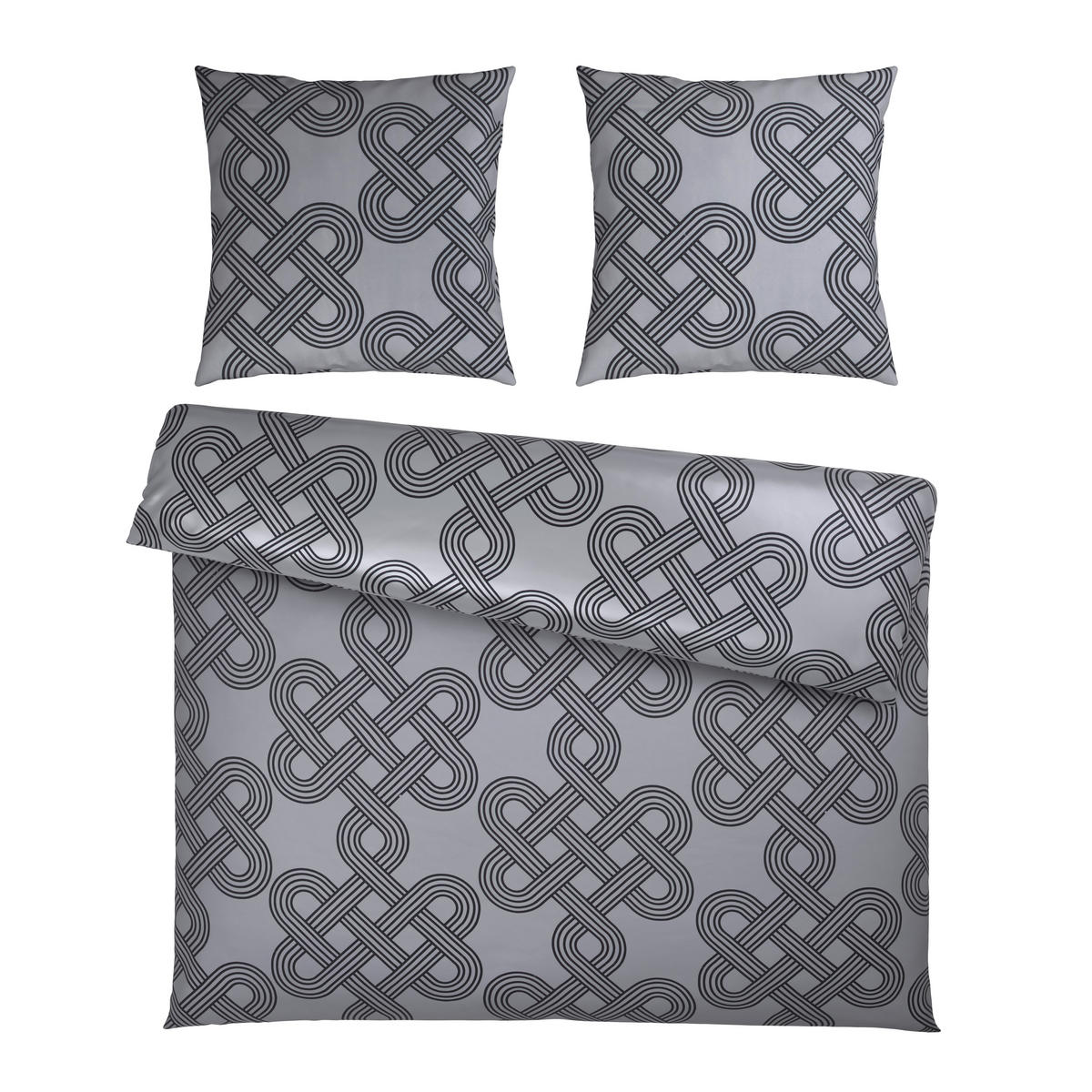 BETTWÄSCHE TIJN Satin 200/200 cm  - Anthrazit/Hellgrau, Design, Textil (200/200cm) - Novel