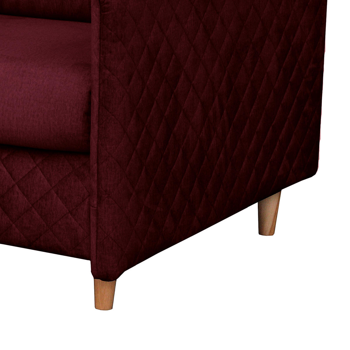 SCHLAFSOFA in Samt Bordeaux  - Bordeaux/Naturfarben, Design, Holz/Textil (175/95/103cm) - Livetastic