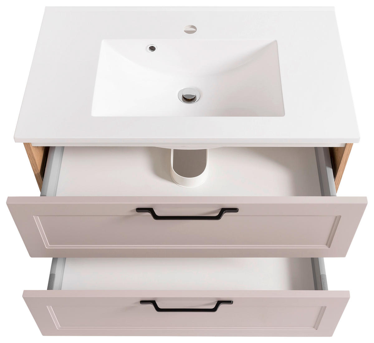 WASCHTISCHKOMBI 80 cm  - Kaschmir/Eiche Wotan, ROMANTIK / LANDHAUS, Holzwerkstoff/Stein (80cm) - Xora