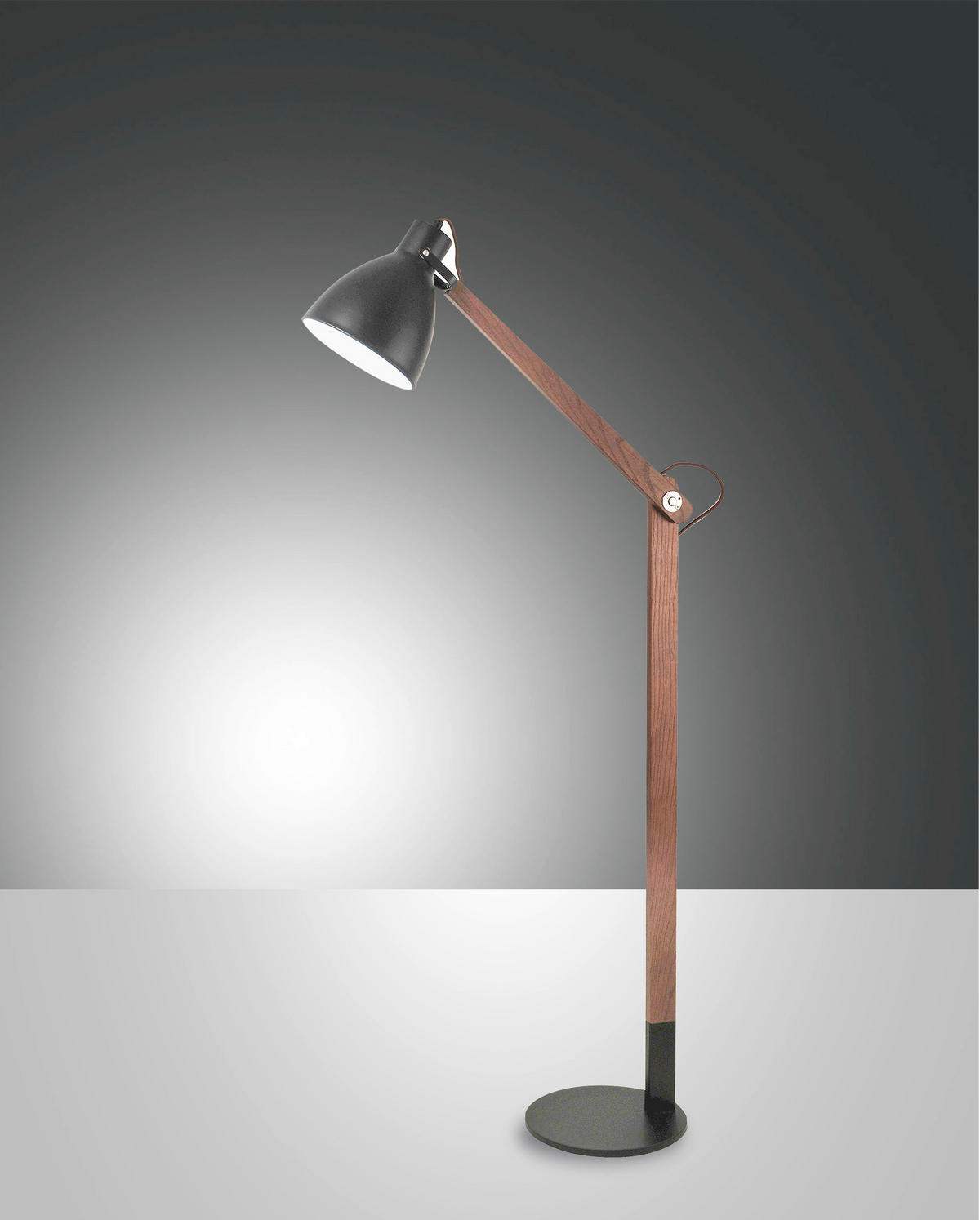 STEHLEUCHTE  73/180 cm   - Walnussfarben/Schwarz, Design, Holz/Metall (73/180cm) - Fabas Luce