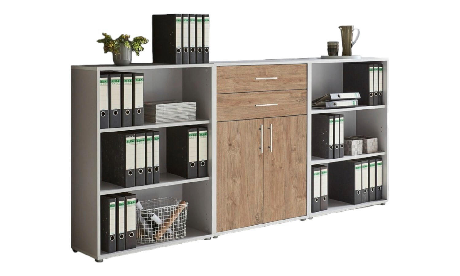 AKTENSCHRANK Grau, Eichefarben  - Eichefarben/Grau, MODERN, Holzwerkstoff (253,2/113,6/33cm) - MID.YOU