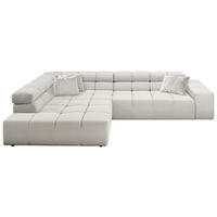 ECKSOFA Weiß Feincord  - Schwarz/Weiß, Design, Kunststoff/Textil (215/319cm) - Hom`in