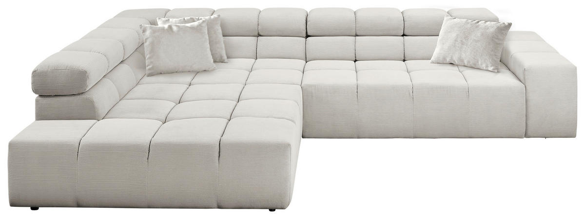 ECKSOFA Weiß Feincord  - Schwarz/Weiß, Design, Kunststoff/Textil (215/319cm) - Hom`in