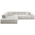 ECKSOFA Weiß Feincord  - Schwarz/Weiß, Design, Kunststoff/Textil (215/319cm) - Hom`in