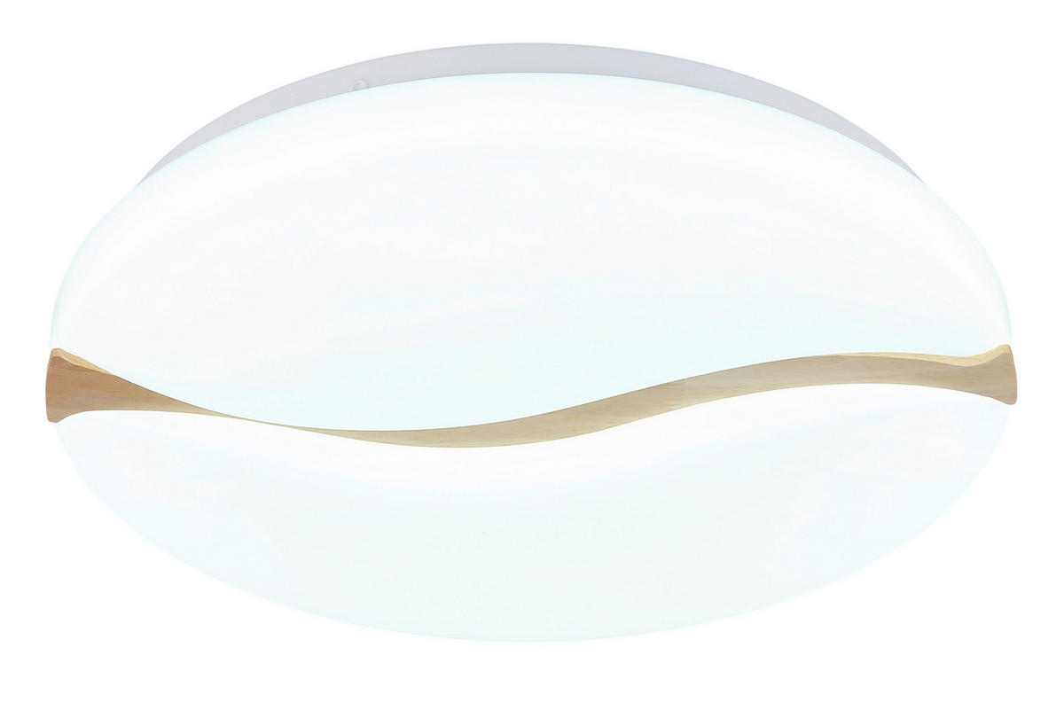 LED-DECKENLEUCHTE LETICIA 39/8 cm   - Braun/Weiß, Basics, Holz/Kunststoff (39/8cm) - Globo