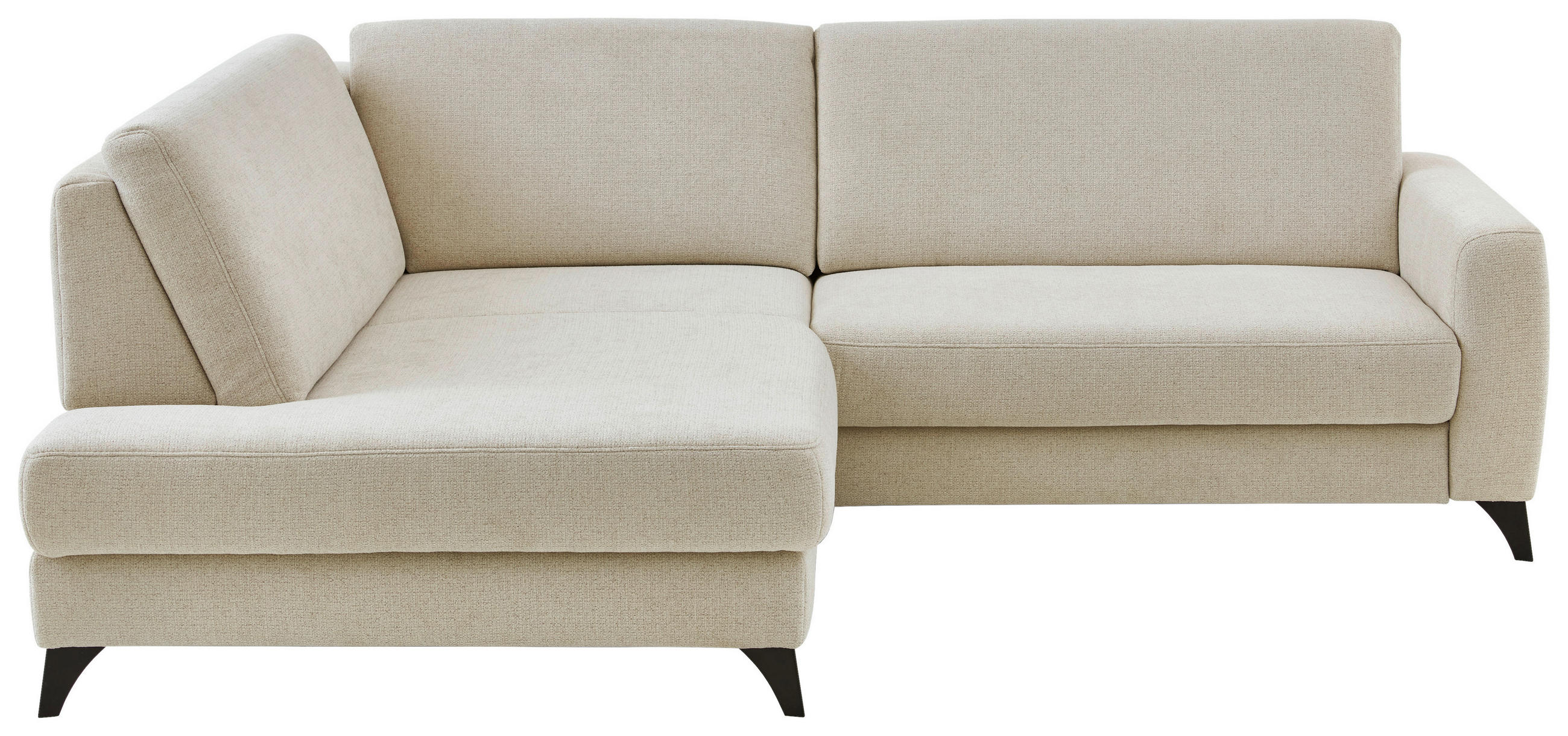 ECKSOFA Beige Chenille  - Beige/Schwarz, Design, Textil/Metall (182/239cm) - Valnatura