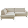 ECKSOFA Beige Chenille  - Beige/Schwarz, Design, Textil/Metall (182/239cm) - Valnatura