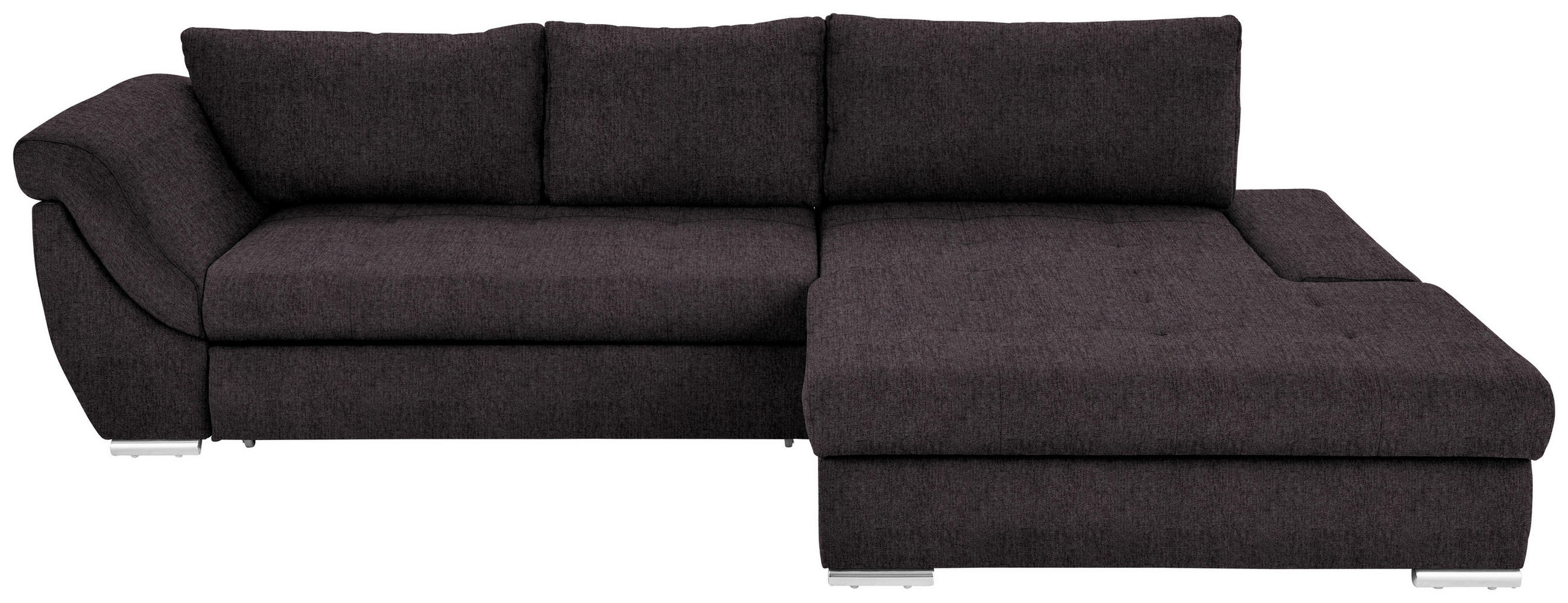 ECKSOFA Dunkelbraun Flachgewebe  - Dunkelbraun/Silberfarben, Design, Textil/Metall (306/174cm) - Carryhome