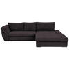 ECKSOFA in Flachgewebe Dunkelbraun  - Dunkelbraun/Silberfarben, Design, Textil/Metall (306/174cm) - MID.YOU
