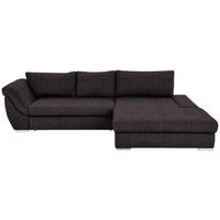 ECKSOFA in Flachgewebe Dunkelbraun  - Dunkelbraun/Silberfarben, Design, Textil/Metall (306/174cm) - MID.YOU