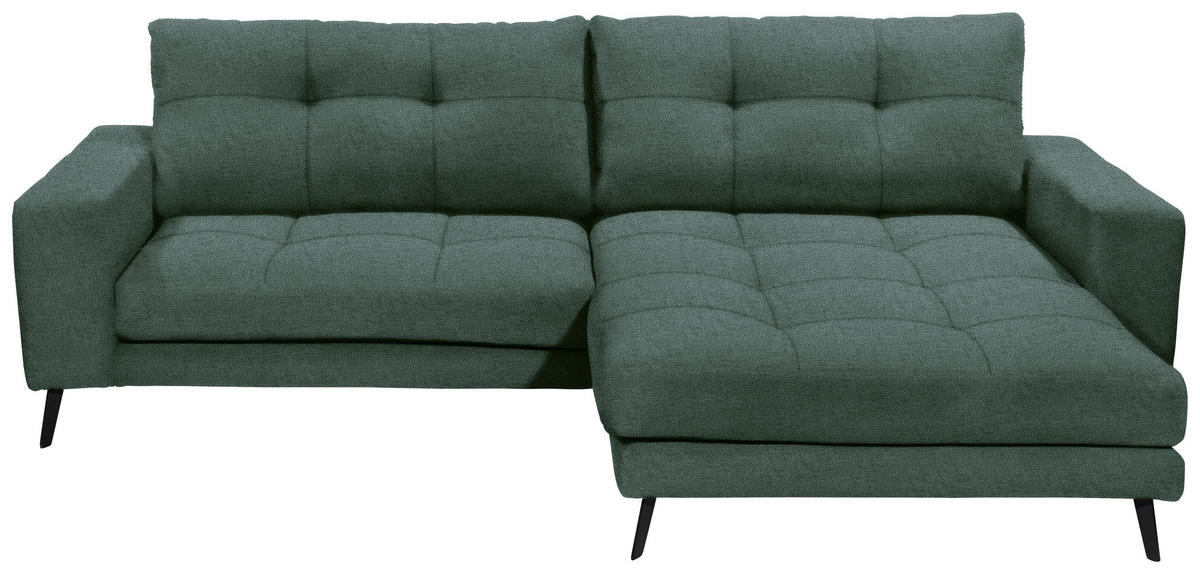 ECKSOFA ROCKPORT Dunkelgrün Webstoff  - Dunkelgrün/Schwarz, Basics, Textil/Metall (247/171cm) - Livetastic