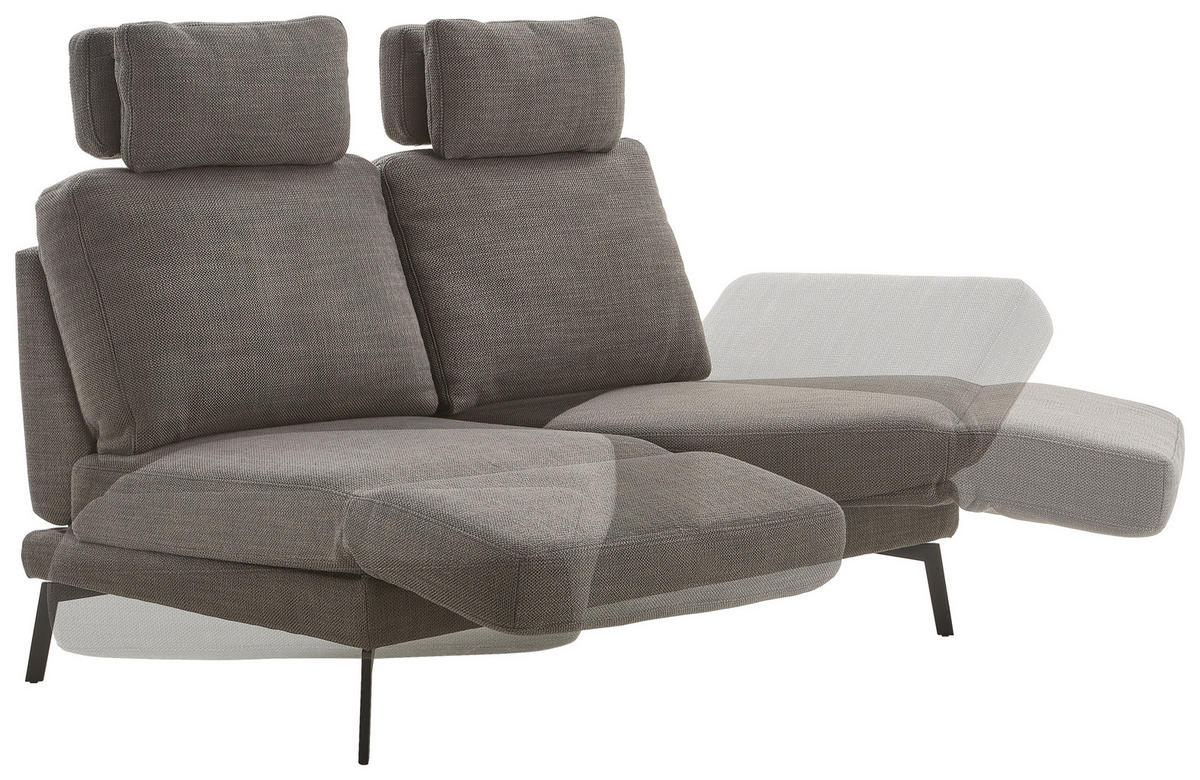 2-SITZER-SOFA Flachgewebe Schwarz  - Schwarz, KONVENTIONELL, Textil/Metall (170-218/87/93-141cm) - Hom`in