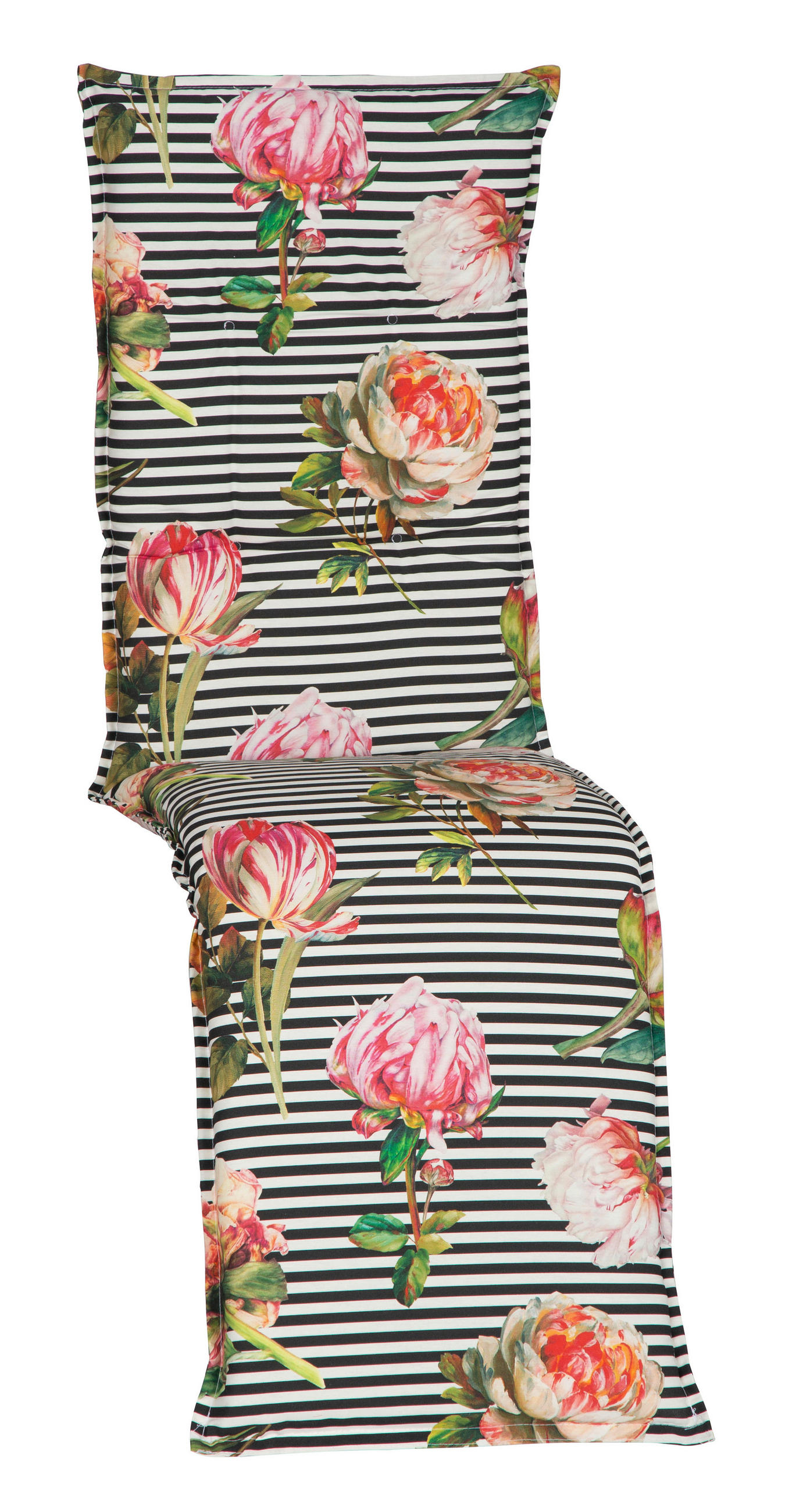 RELAXSESSELAUFLAGE in Schwarz Blume  - Schwarz, Design, Textil (170/46/8cm) - Gardenson