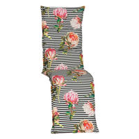 RELAXSESSELAUFLAGE in Schwarz Blume  - Schwarz, Design, Textil (170/46/8cm) - Gardenson