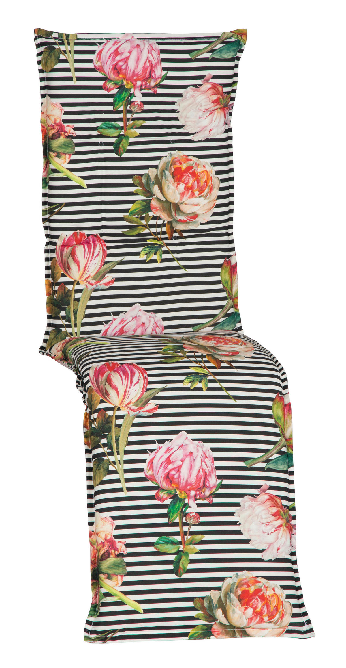 RELAXSESSELAUFLAGE in Schwarz Blume  - Schwarz, Design, Textil (170/46/8cm) - Gardenson