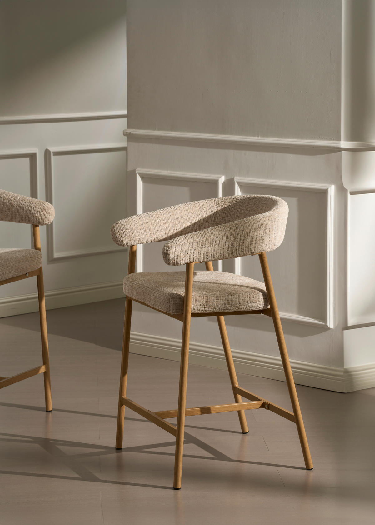 BARHOCKER in Eichefarben, Beige  - Eichefarben/Beige, MODERN, Holz/Textil (53/93/55cm) - Livetastic