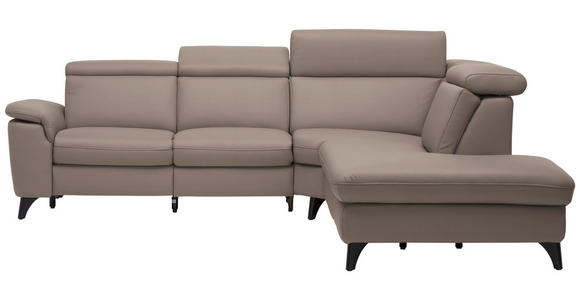 ECKSOFA in Echtleder Fango  - Fango/Schwarz, Design, Leder/Metall (285/239cm) - Cantus