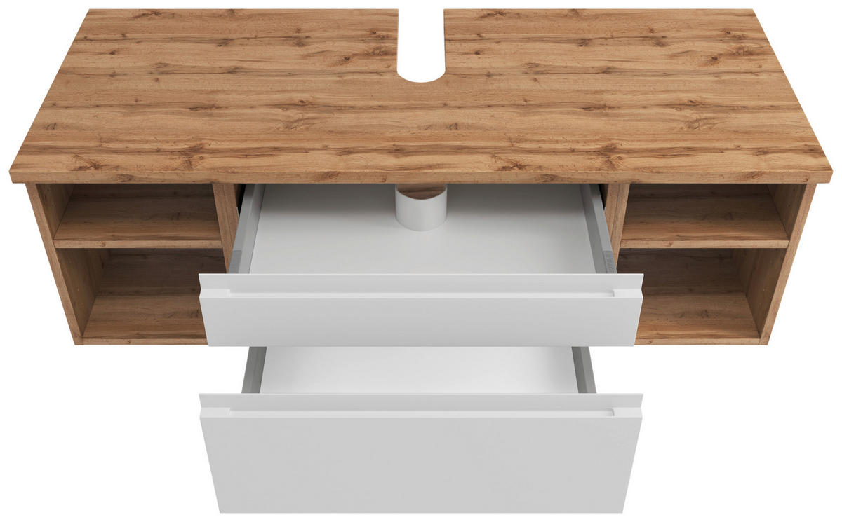 WASCHBECKENUNTERSCHRANK 120/41/47 cm  - Eiche Wotan/Weiß, MODERN, Holzwerkstoff (120/41/47cm) - Held