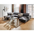 WOHNLANDSCHAFT inkl.Funktionen Grau Webstoff  - Silberfarben/Grau, Design, Textil/Metall (226/320/168cm) - Xora