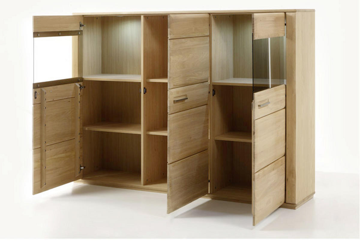 HIGHBOARD  in 179/131/38 cm  - Eichefarben, Design, Glas/Holz (179/131/38cm) - Livetastic