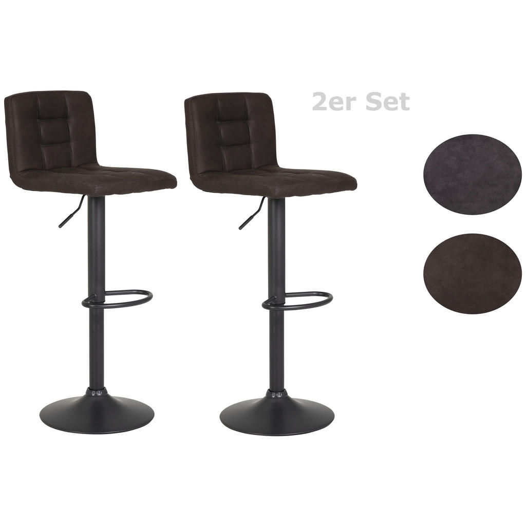 Barhocker-set Höhenverstellbar + Lehne Amanda I Schlammfarben