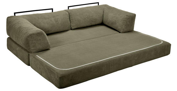 SCHLAFSOFA Cord Olivgrün  - Olivgrün, KONVENTIONELL, Textil/Metall (200/77/80cm) - Carryhome