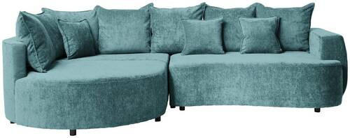 ECKSOFA Türkis Chenille  - Türkis/Schwarz, Design, Kunststoff/Textil (194/307cm) - Carryhome