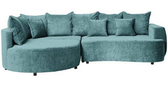 ECKSOFA in Chenille Türkis  - Türkis/Schwarz, Design, Kunststoff/Textil (194/307cm) - Carryhome