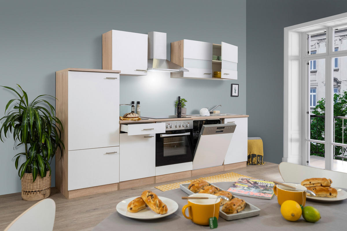 MODULKÖK UTAN VITVAROR 280/200/60 cm   i vit, ekfärgad  - vit/silver, Basics, metall/trämaterial (280/200/60cm) - Respekta