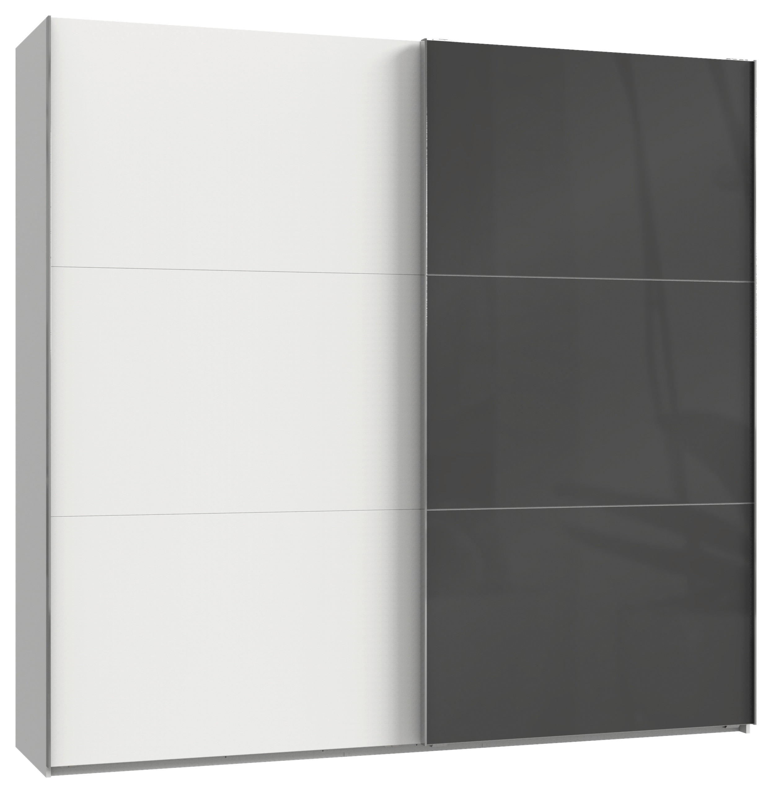 GARDEROB MED SKJUTDÖRRAR 250/236/65 cm 2-dörrar - vit/kromfärg, Modern, trämaterial/glas (250/236/65cm) - MID.YOU