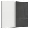 SCHWEBETÜRENSCHRANK 250/236/65 cm 2-türig Grau, Weiß  - Chromfarben/Weiß, MODERN, Glas/Holzwerkstoff (250/236/65cm) - MID.YOU