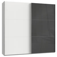 GARDEROB MED SKJUTDÖRRAR 250/236/65 cm 2-dörrar - vit/kromfärg, Modern, trämaterial/glas (250/236/65cm) - MID.YOU