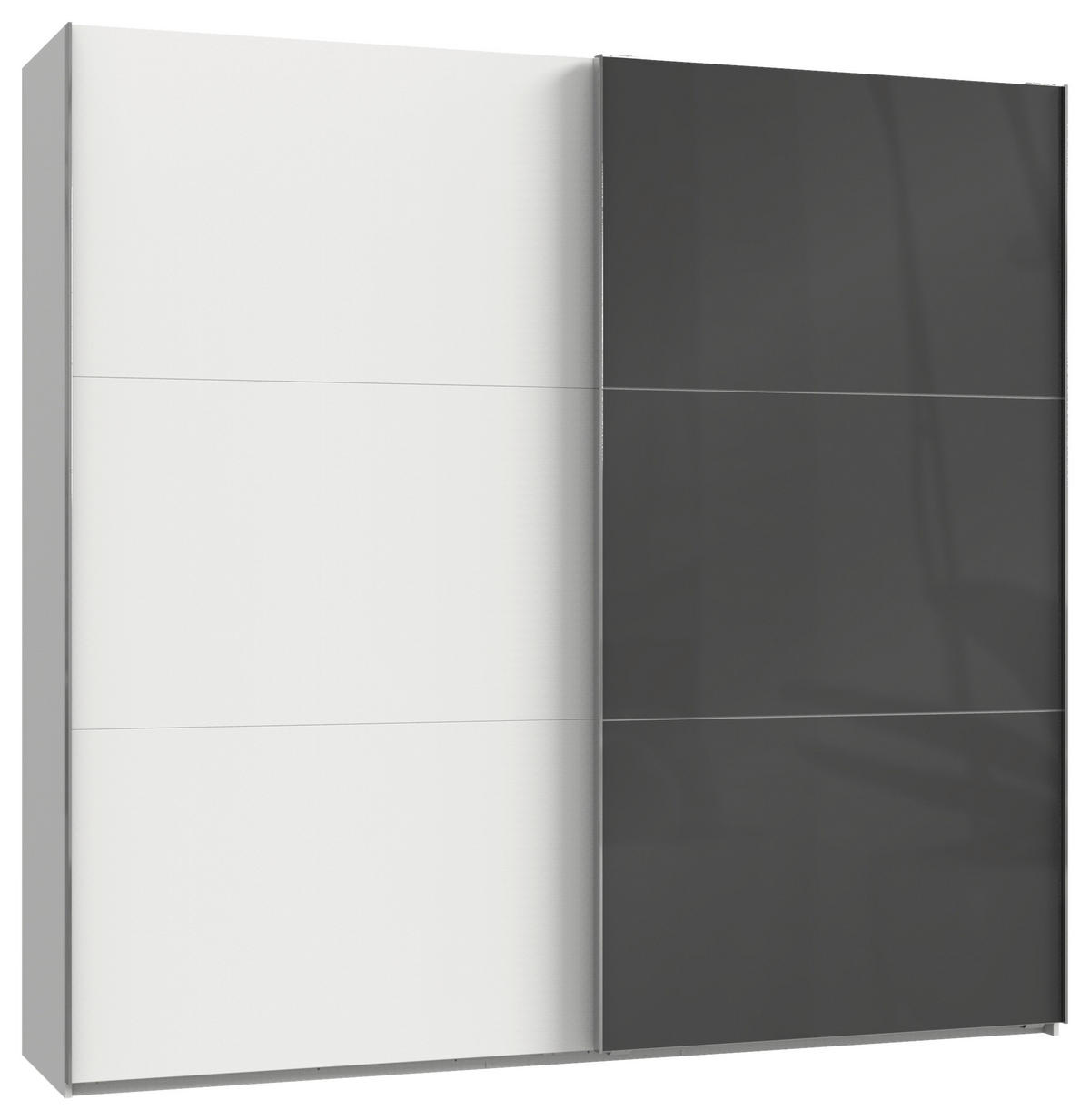 GARDEROB MED SKJUTDÖRRAR 250/236/65 cm 2-dörrar - vit/kromfärg, Modern, trämaterial/glas (250/236/65cm) - MID.YOU