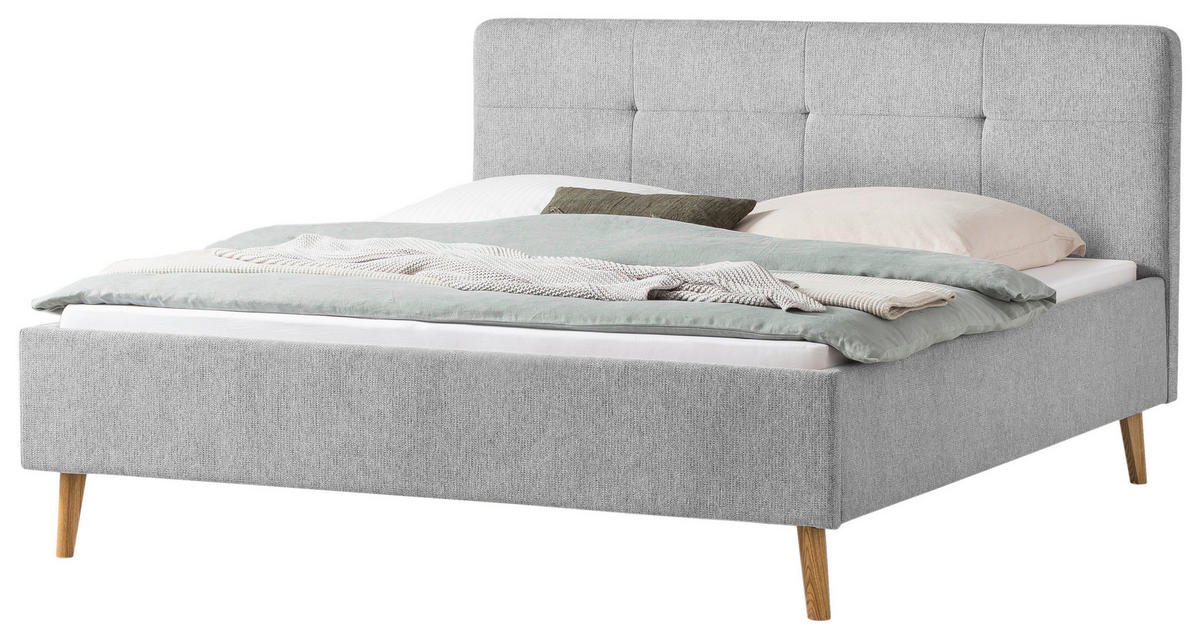 POLSTERBETT 180/200 cm  in Grau  - Eichefarben/Grau, Basics, Holz/Textil (180/200cm) - Xora