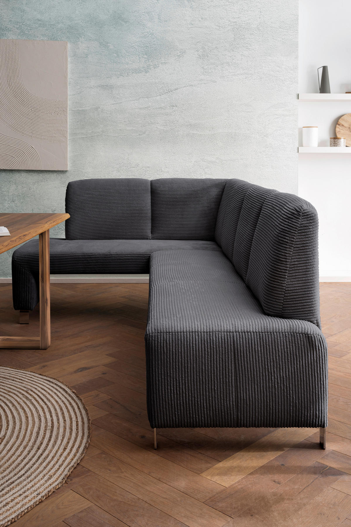 KLUPA KUTNA  antracit  drvo, tekstil, drvni materijal      - srebrne boje/antracit, Moderno, drvni materijal/drvo (243/158cm) - Livetastic